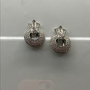 Elegant Silver Stud Clip On Earrings
